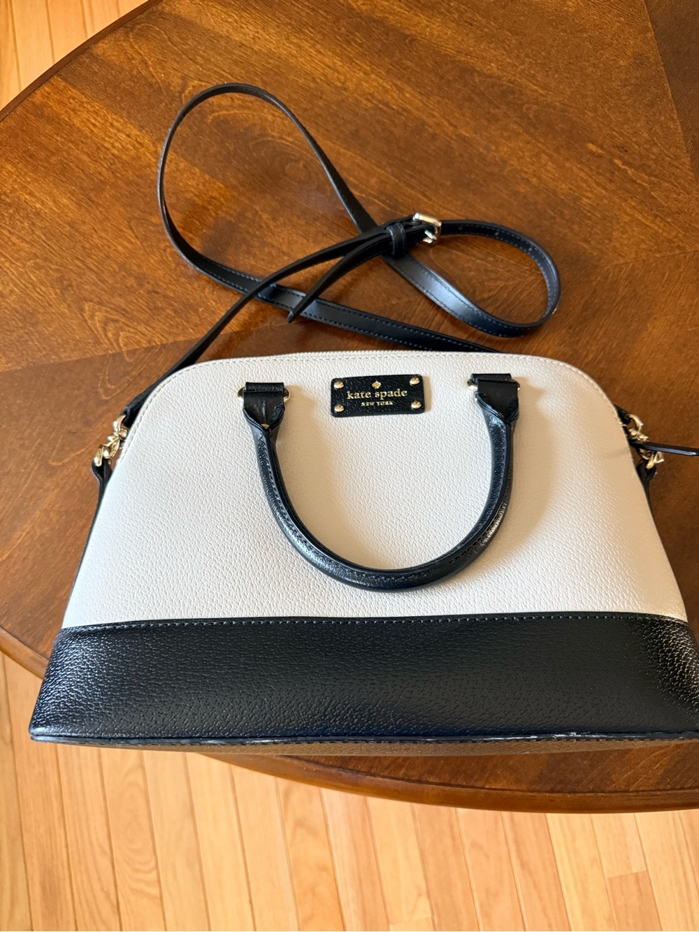 Kate Spade Black & White Color block New York Grover Street Dome Satchel